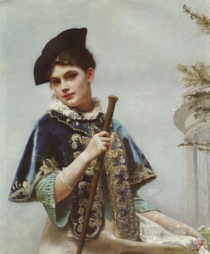 Un retrato de una dama noble retrato de dama Gustave Jean Jacquet Pinturas al óleo